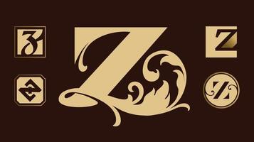 gouden vintage monogrammen set. heraldische logo's met letter z. vector