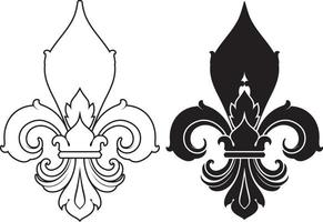 fleur de lis symbool, silhouet - heraldisch symbool. vectorillustratie. middeleeuws teken. vector