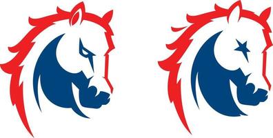 mustang sport mascotte. paardenhoofd logo. label. embleem vector