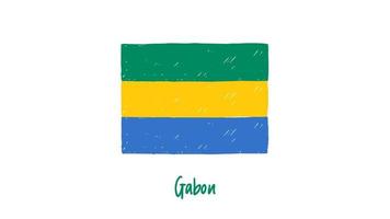 Gabon vlag marker of potlood schets illustratie vector