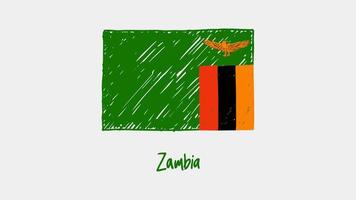 Zambia vlag marker of potlood schets illustratie vector