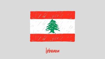 Libanon vlag marker of potlood schets illustratie vector