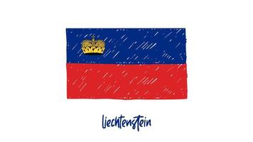 Liechtenstein vlag marker of potlood schets illustratie vector