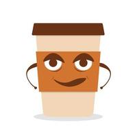 schattige boze koffie papieren beker. vector platte cartoon karakter illustratie pictogram design.isolated op een witte achtergrond. koffie om mee te nemen, mee te nemen