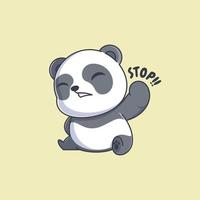 schattige panda zegt stop cartoon vector