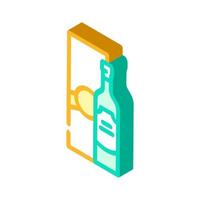alcoholische drank fles en pakket isometrische pictogram vectorillustratie vector