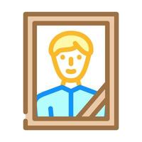 portret met begrafenis lint kleur pictogram vectorillustratie vector