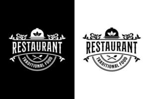 restaurant traditioneel eten vintage stijl ontwerp logo vector