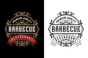 barbecue restaurant premium kwaliteit vintage design logo vector