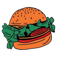 doodle van de hamburger. handgetekende fastfood illustratie. kunst van de hamburger illustratie vector