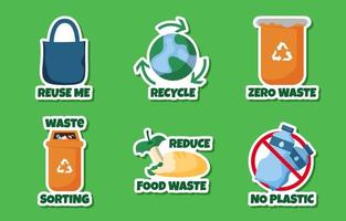 recycling thuis stickerset collectie vector