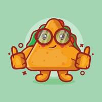 grappige driehoek sandwich voedsel karakter met duim handgebaar mascotte geïsoleerde cartoon in vlakke stijl ontwerp vector