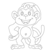 schattige kleine aap kleurplaat voor kinderen dierlijke overzicht kleurboek cartoon vectorillustratie vector