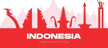 onafhankelijkheidsdag indonesië met landmark flat vector