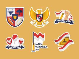 Indonesië viert Pancasila Day stickercollectie vector