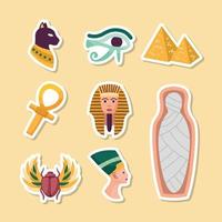 Egyptische doodle handgetekende stickercollectie vector