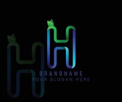 eerste logo letter h met gradiënt groen blad en blauw water sjabloon. vectorontwerpsjabloonelementen voor uw ecologietoepassing of huisstijl. vector