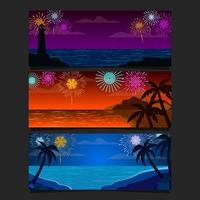 zomer vuurwerk festival banner set vector