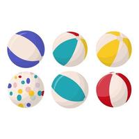 collectie van kleurrijke strandballen geïsoleerd op een witte achtergrond. strandballen in meerdere kleuren. platte vectorillustratie. vector