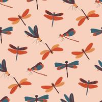 mooie libellen met kleurrijk vleugels naadloos patroon. platte vectorillustratie. vector