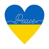 symbool van vrede en liefde met kleuren van de Oekraïense vlag. ondersteuning van Oekraïne concept. hart met doorlopende lijnletters. vector