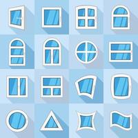 venster vormen iconen set, vlakke stijl vector