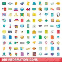 100 informatie iconen set, cartoon stijl vector