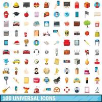 100 universele iconen set, cartoon stijl vector