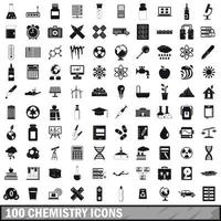 100 chemie iconen set, eenvoudige stijl vector