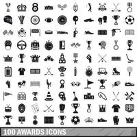 100 awards iconen set, eenvoudige stijl vector