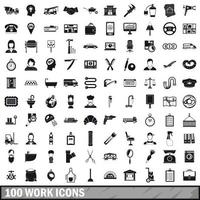 100 werk iconen set, eenvoudige stijl vector