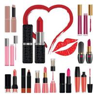 lippenstift mockup set kus, realistische stijl vector