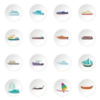 schip en boot iconen set vector