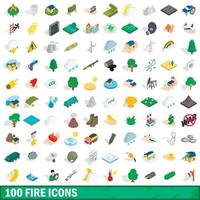 100 brand iconen set, isometrische 3D-stijl vector