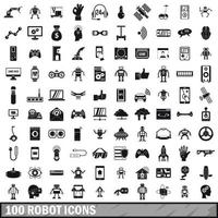 100 robot iconen set, eenvoudige stijl vector