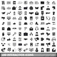 100 interactie iconen set, eenvoudige stijl vector