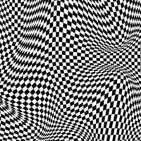 abstracte zwart-wit gebogen raster vector achtergrond. abstract zwart-wit geometrisch patroon met vierkanten. contrast optische illusie. vector illustratie