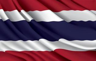 nationale vlag van thailand die realistische vectorillustratie zwaait vector