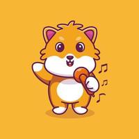 schattige hamster zingen cartoon design premium vector