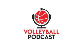 volleybal basketbal podcast creatief logo ontwerpsjabloon vector