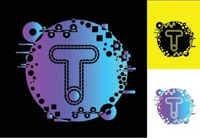 t technologie logo, pictogram, t-shirt, sticker ontwerpsjabloon vector