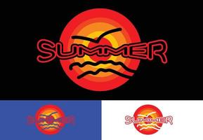 zomer brief logo, t-shirt en sticker ontwerpsjabloon vector