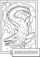 prehistorische dinosaurus mosasaurus, kleurboek voor kinderen, schets illustratie vector
