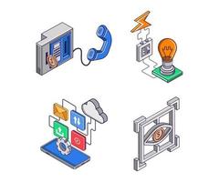 icon set voor technologie visie missie business vector