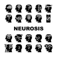 neurose hersenen probleem collectie iconen set vector