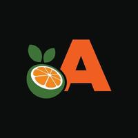 alfabet oranje een logo vector