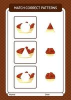 match patroonspel met kom met dadels. werkblad voor kleuters, activiteitenblad voor kinderen vector