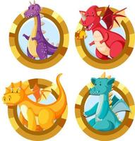 set van verschillende schattige draken cartoon vector
