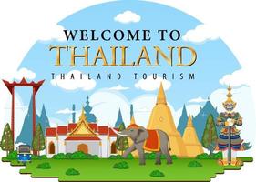 bangkok thailand landmark logo banner vector