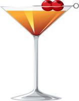 Manhattan cocktail in het glas op witte achtergrond vector